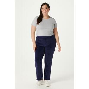 NWOT Belle by Kim Gravel Women’s Navy Blue Velour Pull-On Pants – Size MP Petite